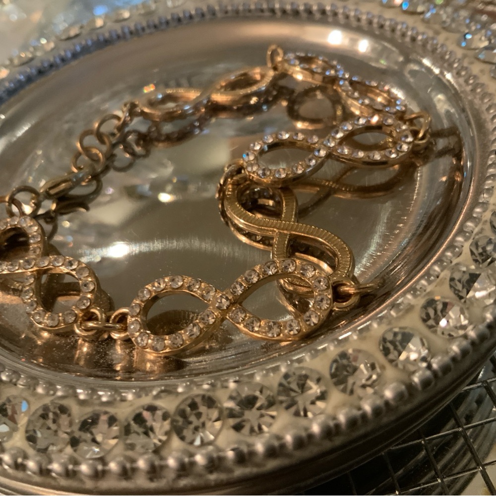 Elegant Gold Infinity Bracelet vintage gold plated with Swarovski crystals
